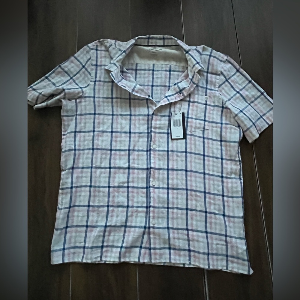 Men’s Chaps Linen Button Down Shirt Size Large